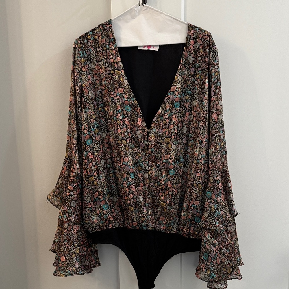 Buddy Love Floral Bodysuit with Ruffled Sleeves
